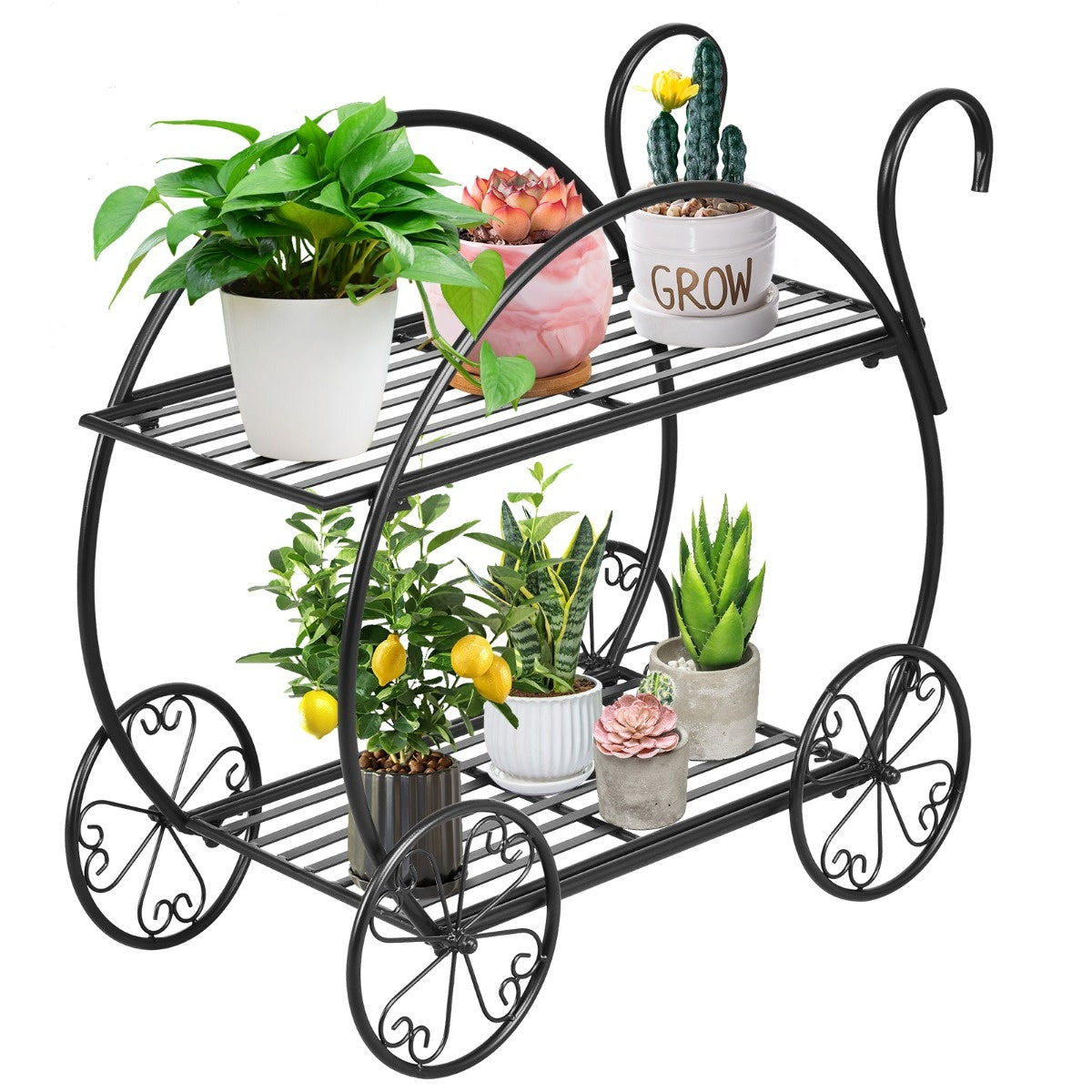 Coast Plant Flower Shelf 2-stage Flower Stand Freestanding 60 x 35 x 66 cm Black