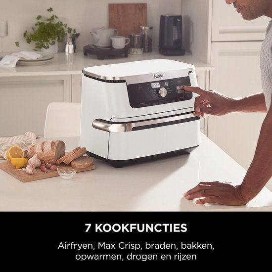 Ninja Foodi FlexDrawer Mega Double friteuse à air chaud XXL - 10,4 litres - Deux compartiments de cuisson ou une MegaZone - Friteuse à air chaud - Blanc - AF500EUWH
