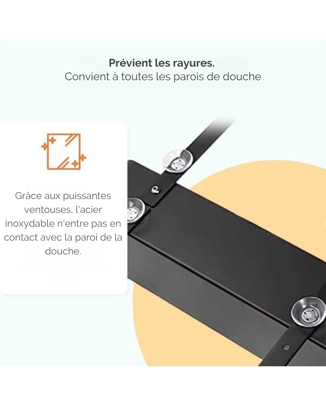 Goliving Support de douche - Support de douche sans perçage - 74 x 35 cm - Support de douche suspendu - acier inoxydable - Deux couches - Noir