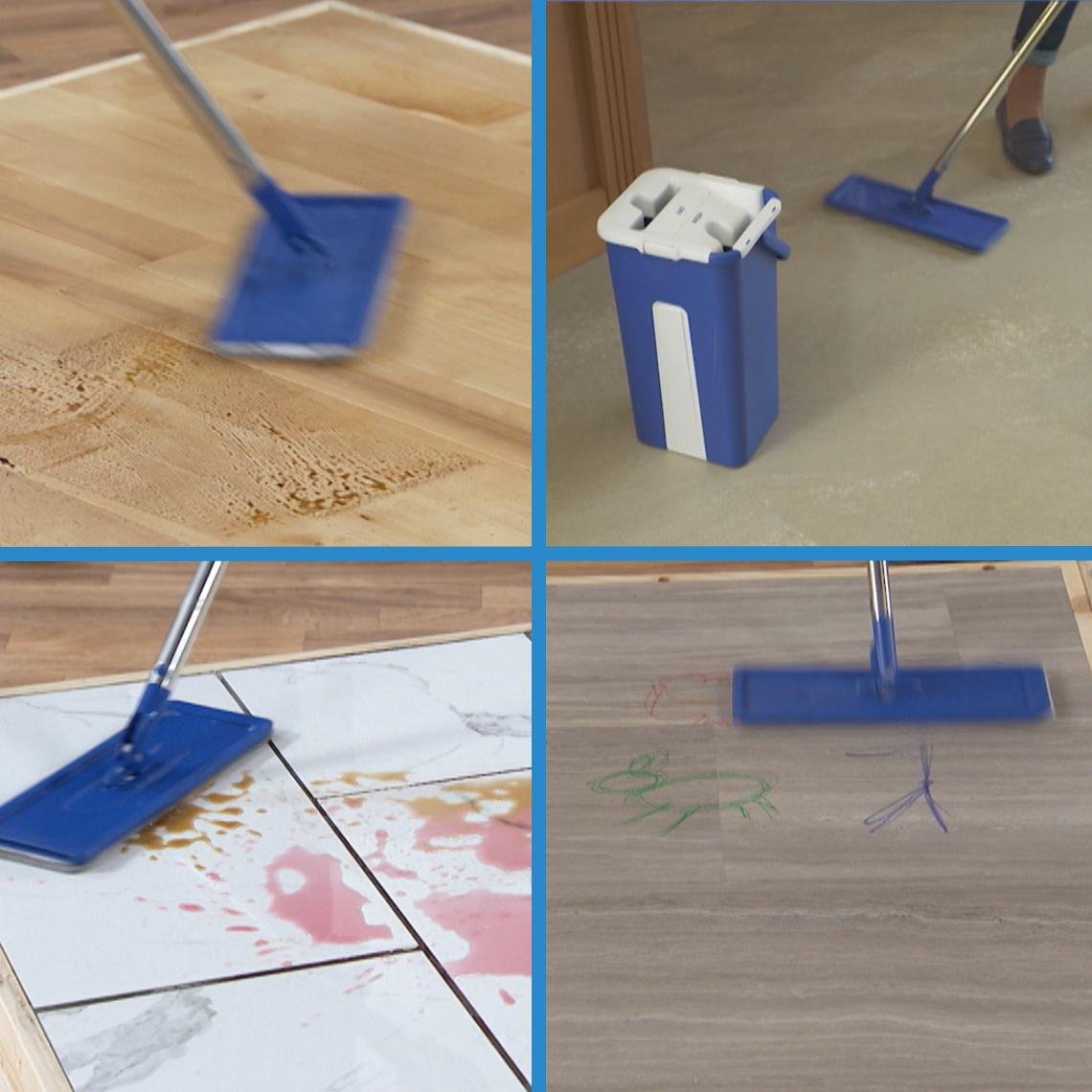 Kit de nettoyage Livington Touchless Mop - Fonction d'essorage sans les mains - Tampon en microfibre - Seau de 2,7 L