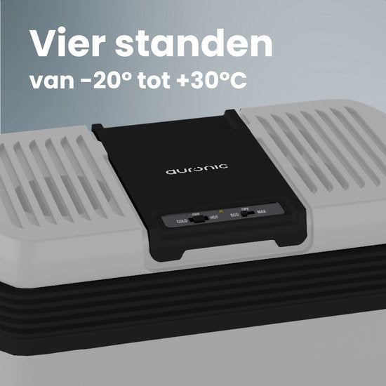 Auronic Coolbox électrique 12V et 230V - 20L - Réfrigérateur de camping - Voiture - Refroidissement et chauffage - Frigobox - Gris clair