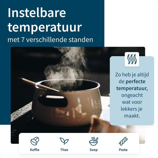 KitchenApp Distributeur d'eau chaude avec filtre - Bouilloire instantanée de luxe avec contrôle de la température - Robinet d'eau chaude 2.7L - Noir