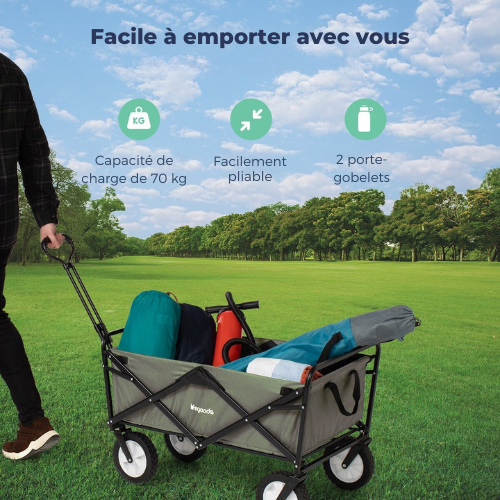 Chariot pliable - LifeGoods - Charge max 70 kg - 59cm x 98cm - vert