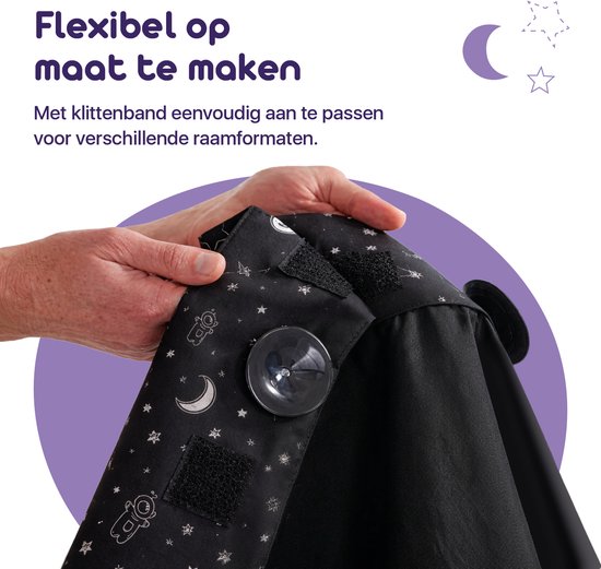 Rideau occultant portable Lunae avec ventouses - 200 x 130 cm - Tissu occultant noir - Rideau occultant à 100 % - Alternative au film occultant pour fenêtres - Rideaux occultants