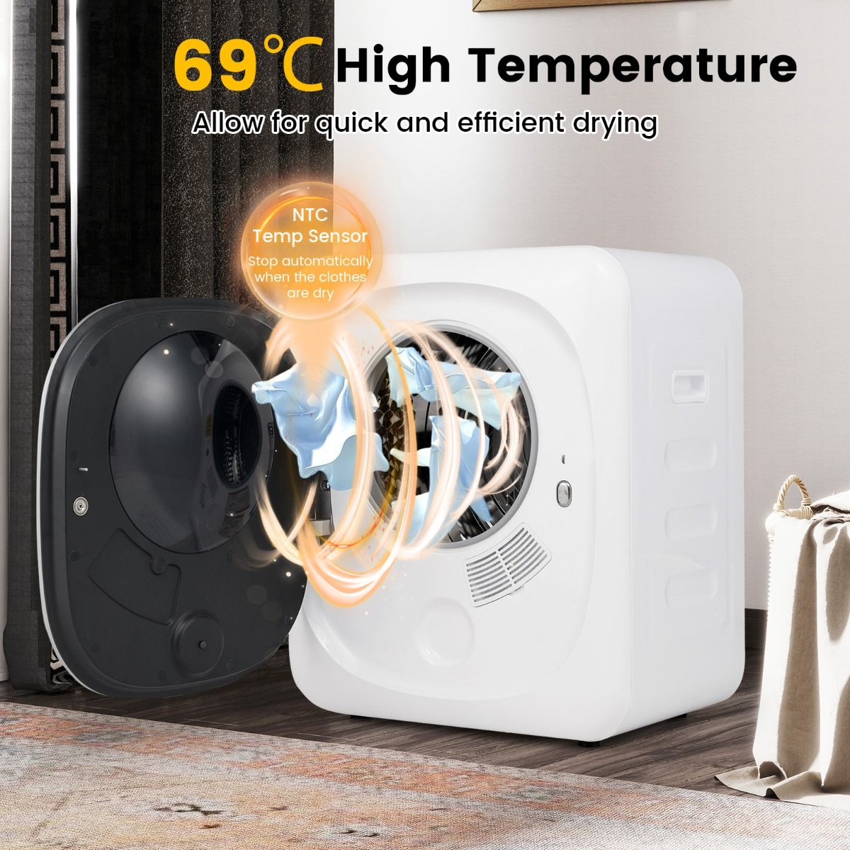 Mini-sèche-linge Coast - 5 programmes - protection contre la surchauffe - filtration multiple - blanc 48 x 40 x 56 cm