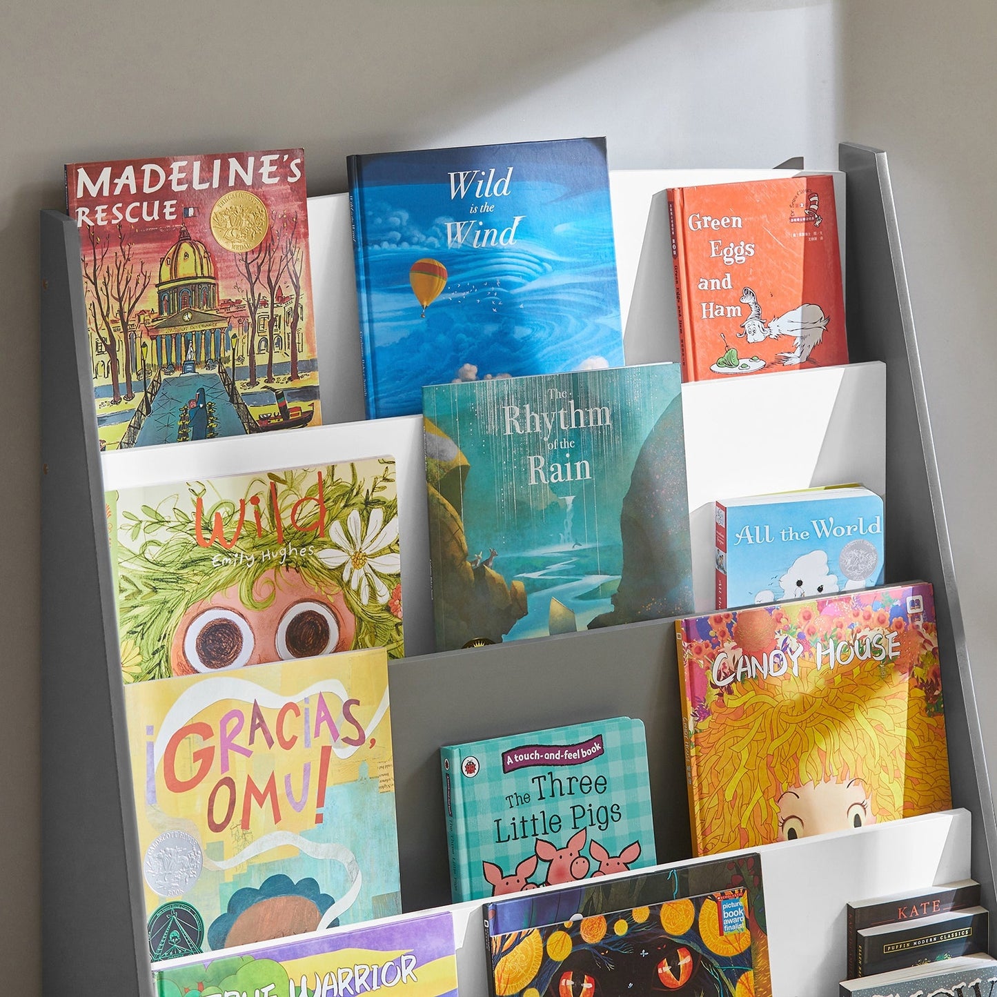 SoBuy Bibliothèque Enfant - 4 compartiments de rangement - Gris - 80x30x88 cm