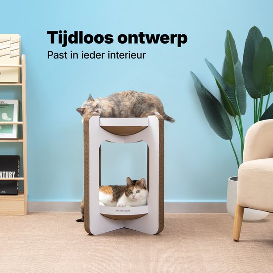 Jake et Jacky - Carton à griffer pour chats - Arbre à griffer en carton - Planche à griffer - Panier à griffer - Meuble à griffer - Tapis à griffer en carton - Panier pour chat - Lit pour chat - Tour pour chat - 52 x 52 x 58 cm