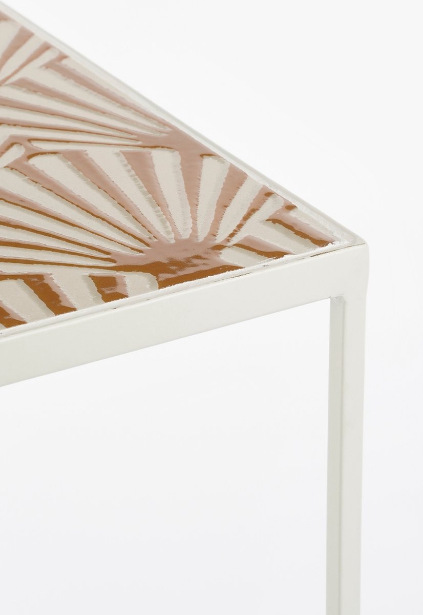 Mica Decorations Table d'appoint Odile Lot de 3 - Métal - Brun/Blanc - 28x28x67 cm, 24x24x61 cm, 20x20x55 cm