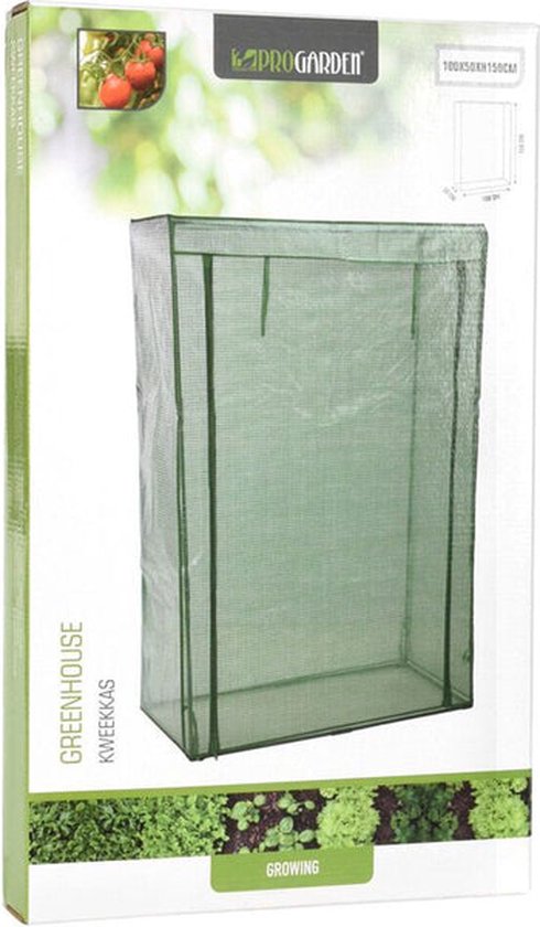 Serre de jardin - Pro Garden - avec fermeture éclair - 100 x 50 x 150 cm - Vert