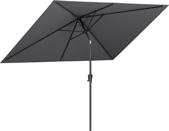 LifeGoods Parasol - Jardin - 200x300cm - 30° inclinable - Imperméable - UPF50+ - Gris foncé