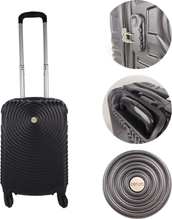 Valise cabine Ceruzo - Trolley - 28 L - 51,5 cm - Roulettes pivotantes à 360° - Cadenas à combinaison - Noir - Valise de voyage