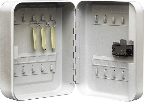 BRASQ Coffre à clés 20 clés avec serrure à combinaison - Coffre à clés, armoire à clés KC300 Gris avec serrure à combinaison