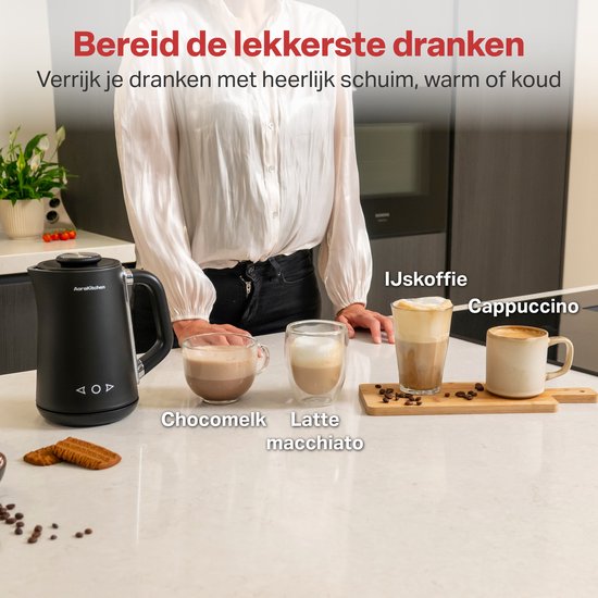 AoraKitchen Milk Frother Electric - 5-in-1 - Milk Frother - 500ML - Touch - Milk Frothers