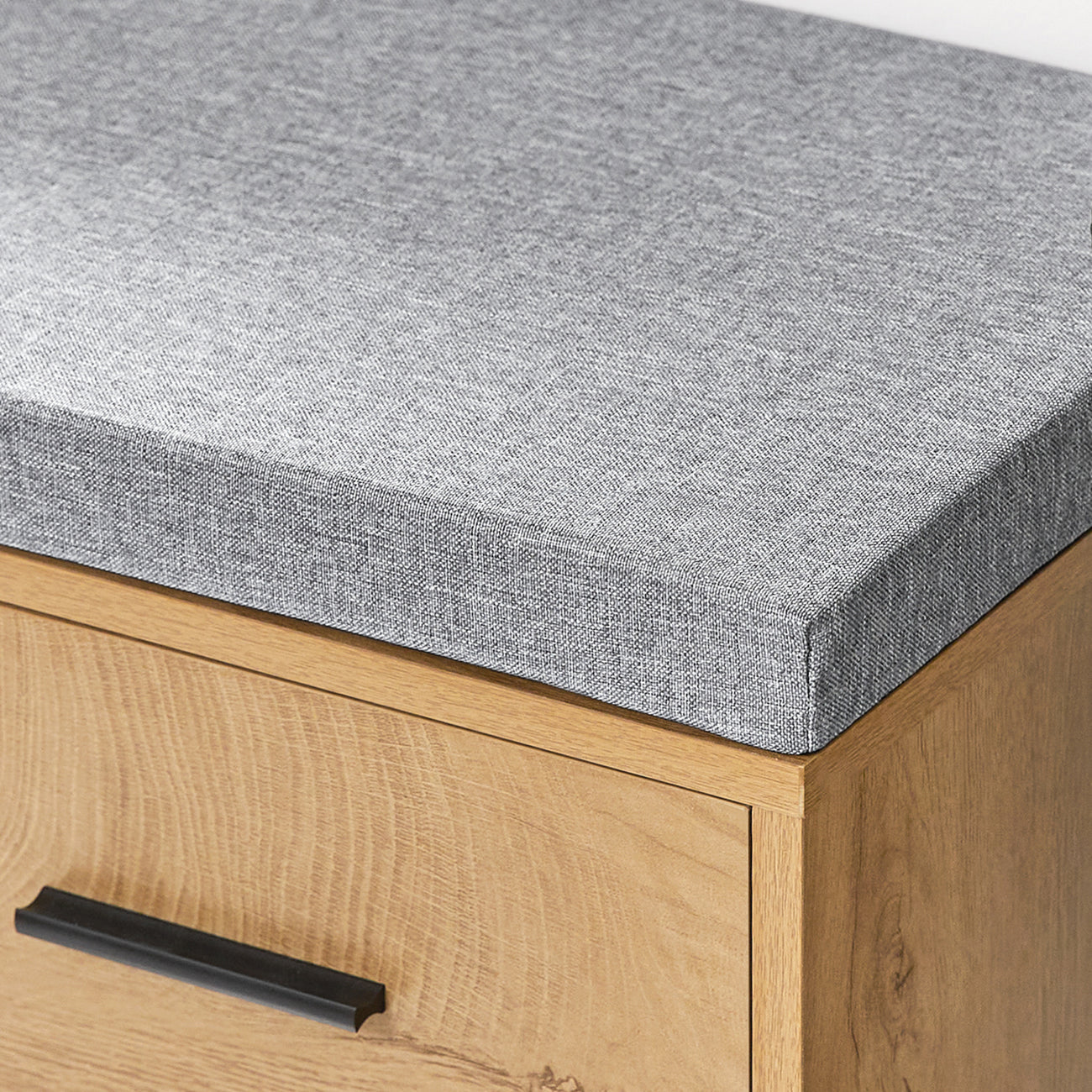 Banc à chaussures avec siège - SoBuy FSR148-N - 1 porte et 2 tiroirs - 110 x 35 x 47 cm - Brun / Gris
