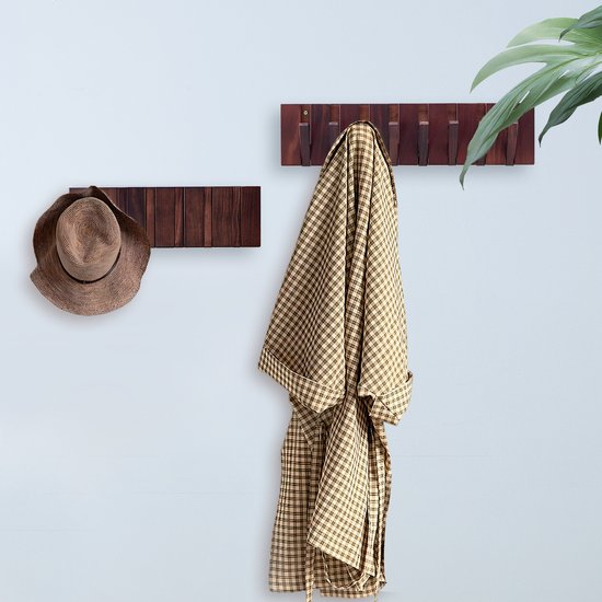Urban State Porte-manteau Piano - bois foncé - porte-manteau mural - 8 crochets - porte-manteau suspendu - finition noyer