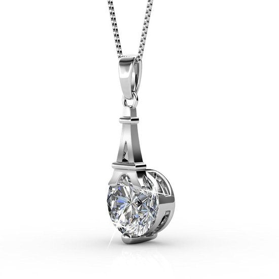 Yolora Collier pour femme avec pendentif en cristal Kalpa Camaka - Couleur argent - Plaqué or blanc 18K - Emballé - Cadeau de fête des mères