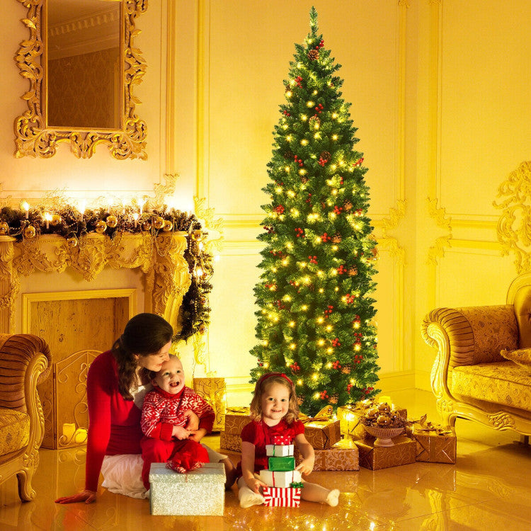 Arbre de Noël pré-éclairé de 6,5 pieds avec crayon à charnière