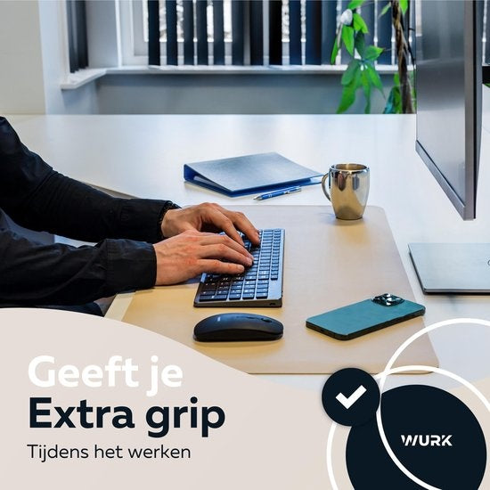 Sous main - WURK Professional Desk Pad Leatherette - Organisateur de bureau - Inclut un clip pour câble - Beige - 80x40