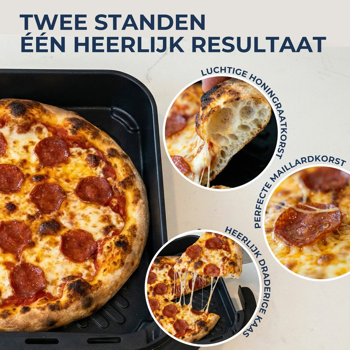 Four à pizza et friteuse à air chaud Rouny 12 pouces 2200 W – 11 fonctions – Double chauffage – Air chaud à 360° – 4,3 L – Noir