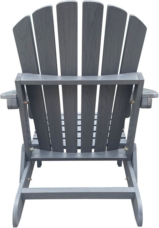 Chaise AXI Rosalie Adirondack Grise – Chaise de détente en bois avec accoudoirs – Pliable – Dossier haut – Chaise de jardin – 75,5 x 86,5 x 85 cm – 100 % bois de pruche certifié FSC