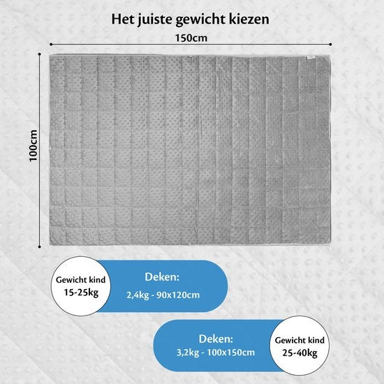 Ella® Couverture lestée pour enfant 3.2kg en Coton & Minky - 100 x 150cm  - OEKO-TEX Coton & Minky Fleece