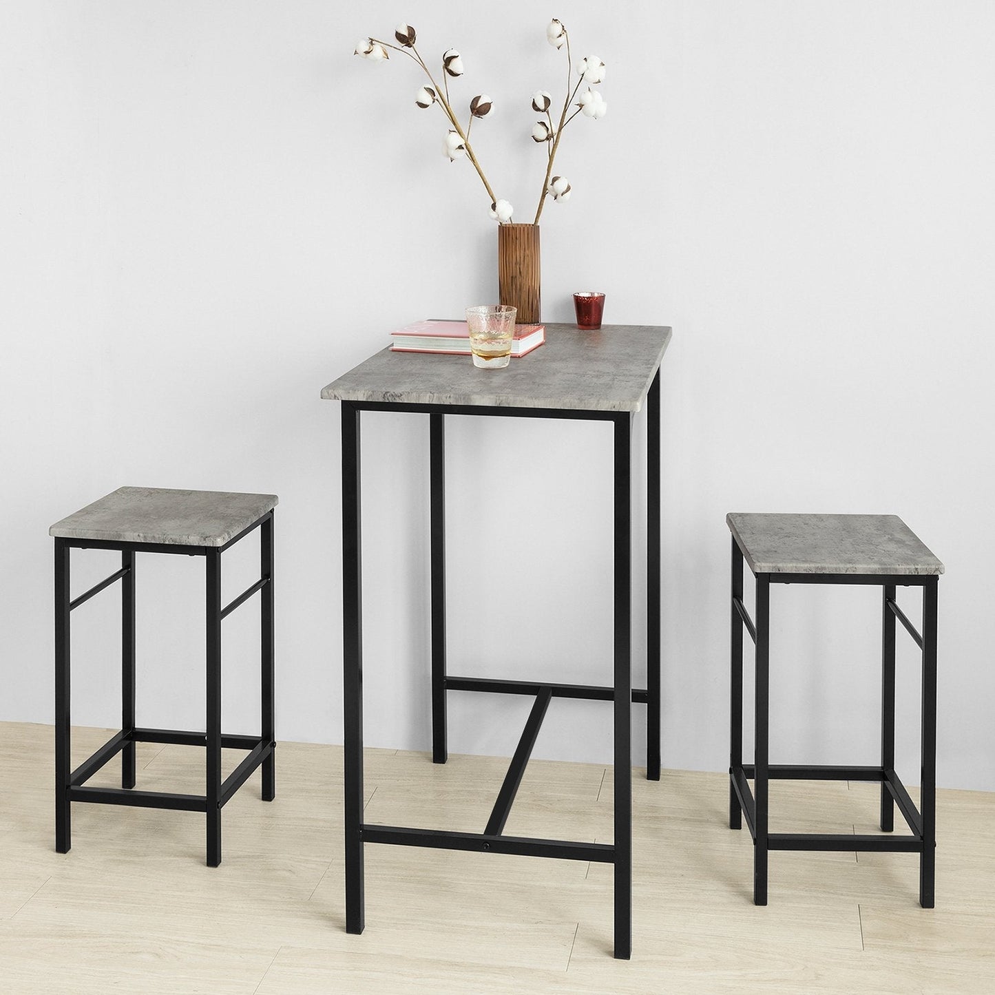SoBuy Table Bistro - Moderne - 1 table + 2 Tabourets
