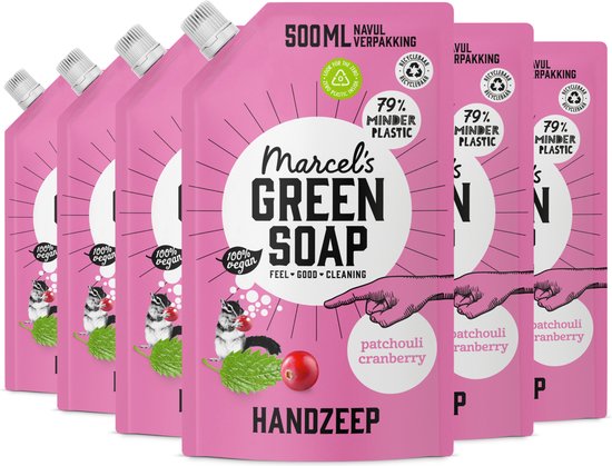Recharge de savon pour les mains Marcel's Green Soap - Patchouli & Canneberge - 6 x 500 ml