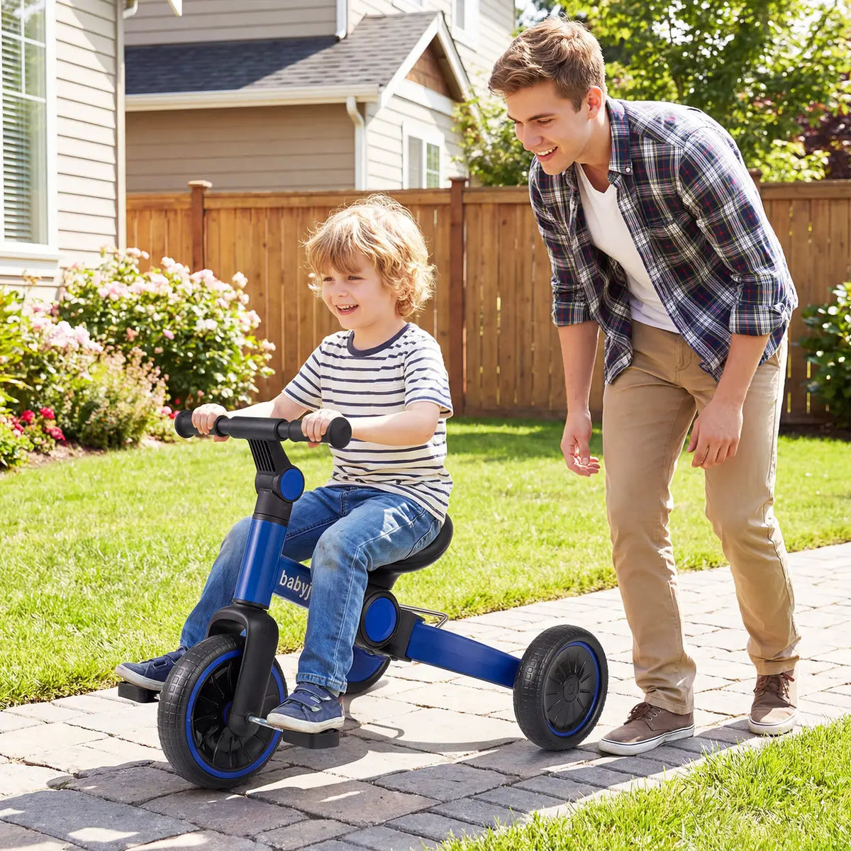 Vélo pour enfant Costway 5-en-1 - Bleu - Vélo d'équilibre avec pédales amovibles - Évolue au rythme de la croissance de votre enfant