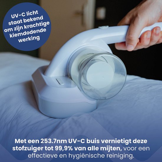 Nexxt Mite Vacuum Cleaner with UV-C Light Sterilisation - Mattress Cleaner - House Dust Mite Vacuumer - Double Filter System Destroys 99.9% Mites - 300W
