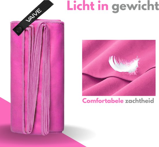 VAIVE Serviette microfibre - Serviette de plage 100x200 - Serviette de bain - Serviette de voyage Séchage rapide - Rose