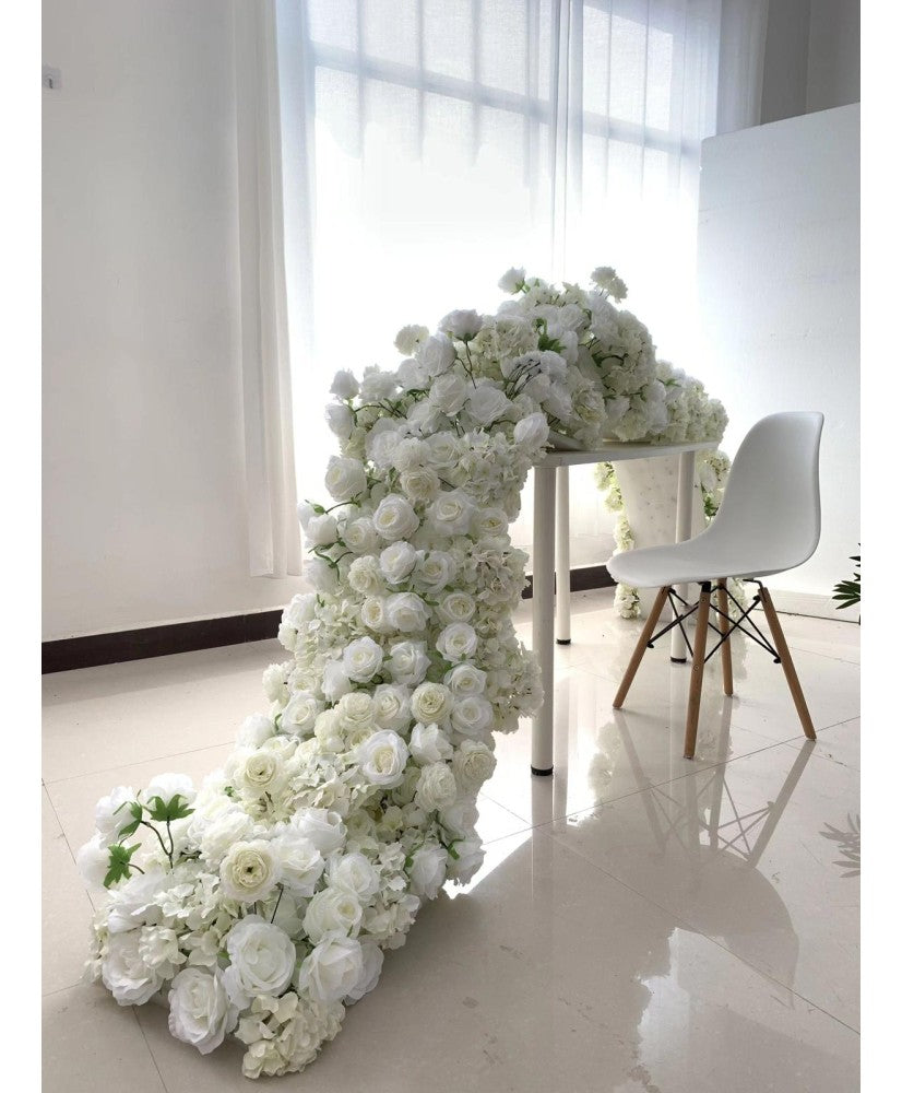 Passiondecor Chemin de table Lea - Blanc - 200 x 55 cm - À éviter avec des fleurs blanches sur la table