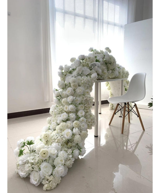 Passiondecor Chemin de table Lea - Blanc - 200 x 55 cm - À éviter avec des fleurs blanches sur la table