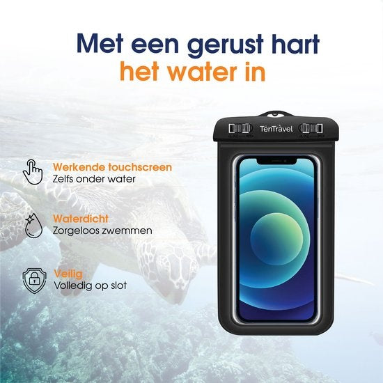 TenTravel Waterproof Phone Case - 1 Piece - Underwater Phone Case - Floating Phone Pouch - Convient à tous les Smartphones - Avec Neck Strap