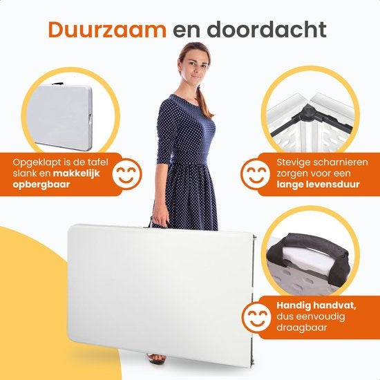 Goliving Table pliante - Table pliante - Table de camping - Table pliante d'extérieur - Résiste aux intempéries - 180 x 70 x 74 cm - Blanc