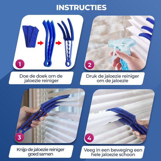 Nettoyeur de stores - Nettoyeur de lamelles - Plumeau - Bleu - y compris nettoyeur de joints