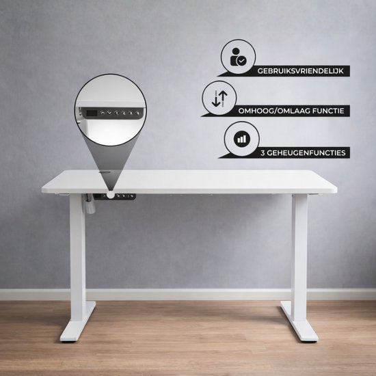 Bayt Bureau assis-debout - Bureau électrique - Bureau réglable en hauteur - 120 x 60 cm - Blanc