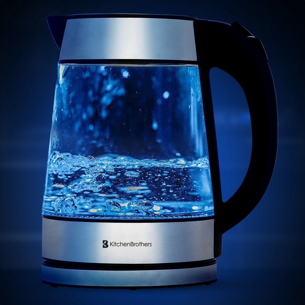 Bouilloire électrique - KitchenBrothers - 1,7L - 2200W - Verre - Acier Inoxydable