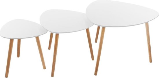 Lot de 3 tables basses Atmosphera Créateur d'intérieur® - table basse - blanc - bois - chêne - salon