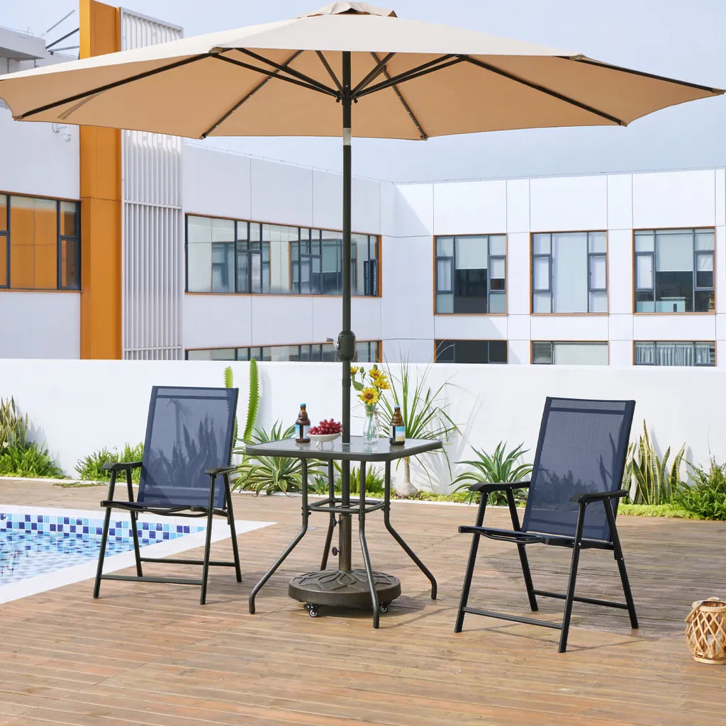 Yaheetech - Lot de 2 chaises de jardin pliables 54 x 57 x 93,5 cm - Bleu - Chaises pliantes avec accoudoirs et dossier haut