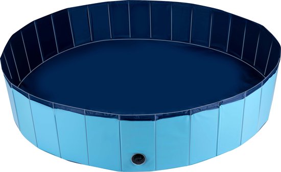 maxxpro Piscine pour chien - 160 x 30 CM - grandes races de chiens - Baignoire pour chien pliable - fond antidérapant - avec valve de vidange - bleu