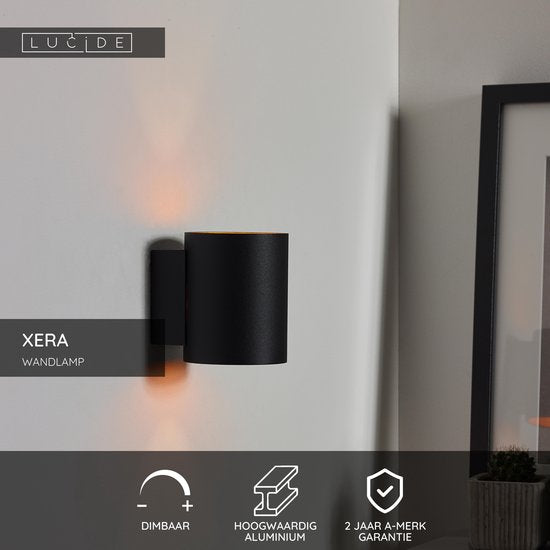 Lucide XERA - Applique murale - Ø 8 cm - 1xG9 - Noir