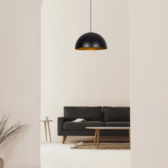 Lampe suspendue moderne noir et or 50 cm | Kante