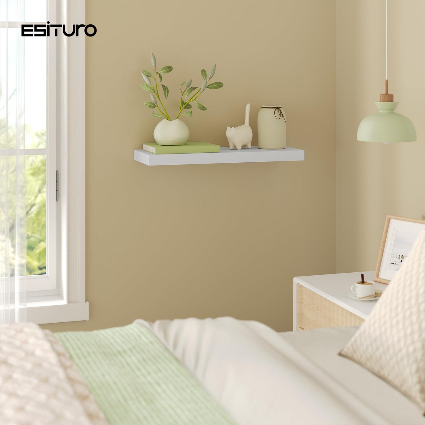 Étagère murale Woltu - Suspendue - MDF - 50 x 23 x 3,8 cm - Blanc