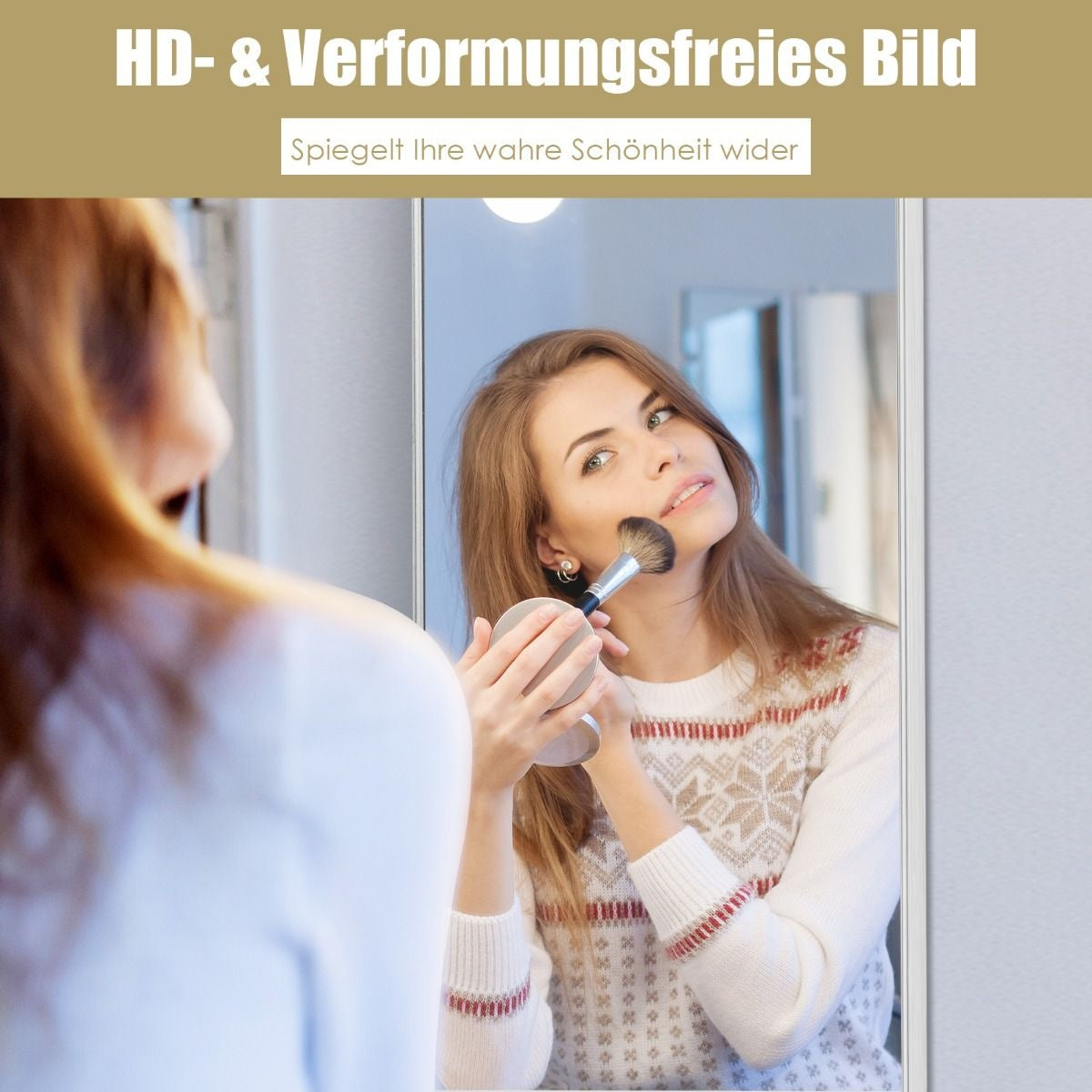 Côte 37 x 120 cm Miroir mural à hauteur d'homme avec crochets réglables en hauteur Miroir mural argenté