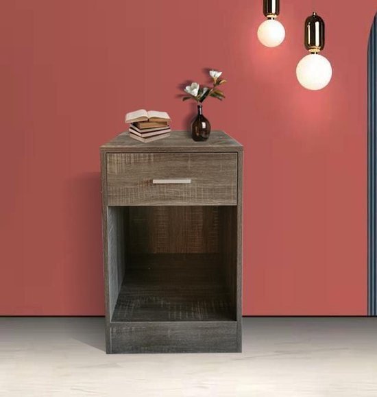 Table de chevet - meuble d'entrée - avec tiroir - 60 cm de haut - marron