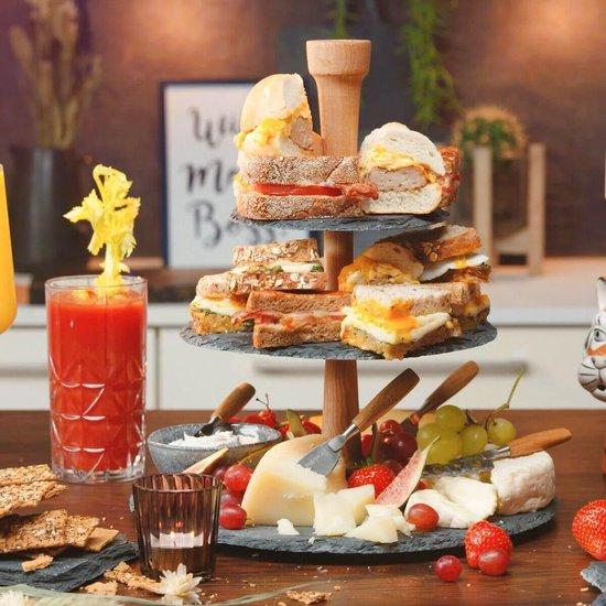 Boska Party Tower® - Etagère - Ardoise - Noir - Ø 30 cm - Pour le thé et les boissons