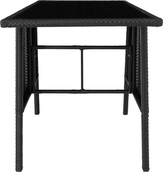 tectake® - salon en osier pour 2 personnes, meubles d'extérieur peu encombrants, 2 fauteuils et 1 table, idéal pour balcon, meubles de jardin, meubles de terrasse, résistant aux intempéries - noir - poly-rotin