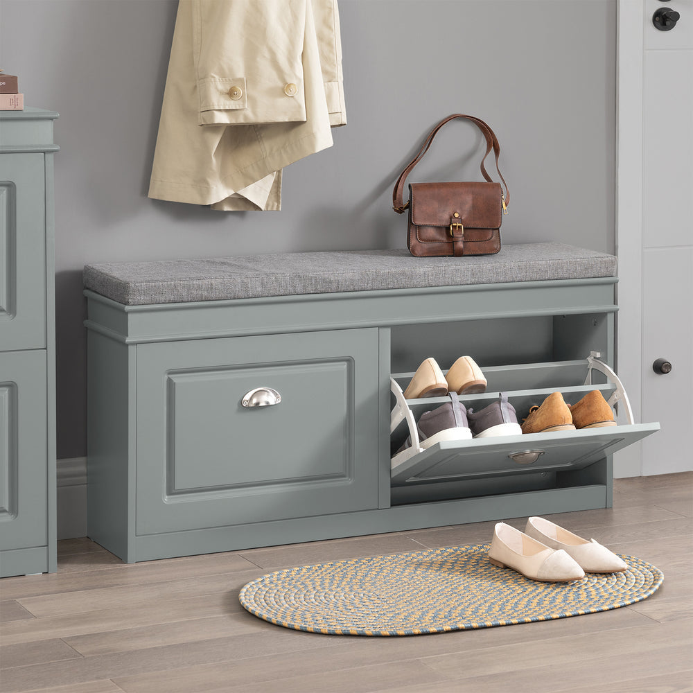 Meuble à chaussures - SoBuy - Rangement pour chaussures - Banc assis avec coussin de siège - Gris