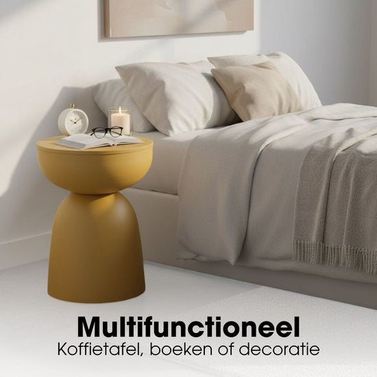 Table d'appoint Mica Decorations Elliot - Table d'appoint ronde H45 x Ø32 cm - Petite table d'appoint pour le salon ou la chambre - Idéale comme table pour plantes - Fer avec revêtement par poudrage - Jaune ocre