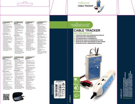 Velleman Recherche de câbles / testeur de câbles réseau pour LAN, RJ45, RJ11, RJ12